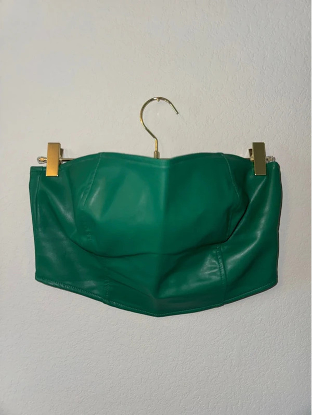 Medium Kendall and Kylie green pleather bandeau tube top